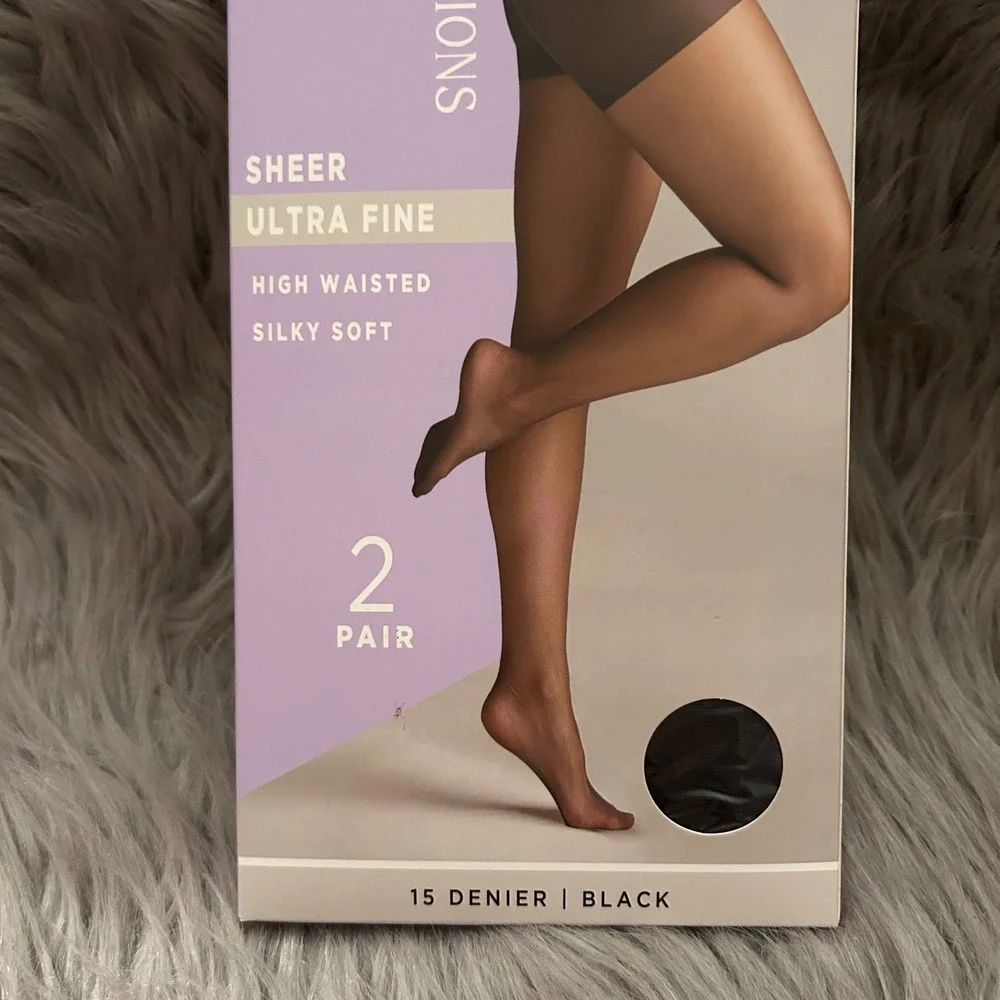 Silk Impressions Ultra Fine Sheer Tights Women Size Small Black High Waist Silky